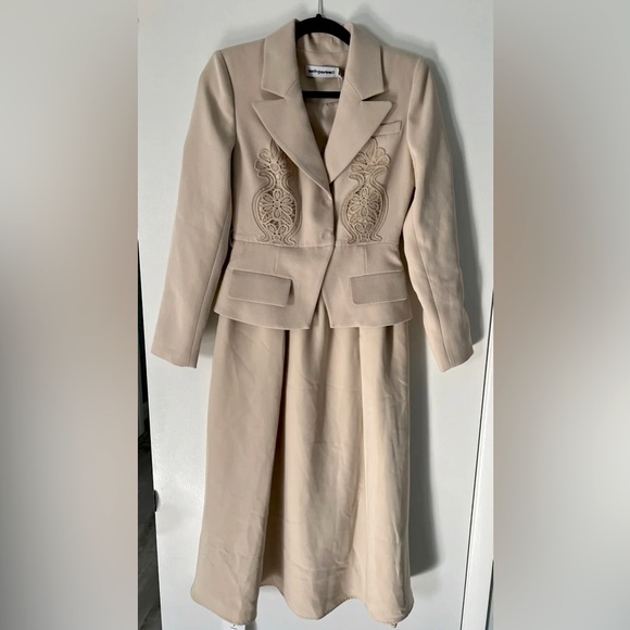 Self portrait Tailored Crepe Lace Detail Midi Dress - Picture 1 of 7